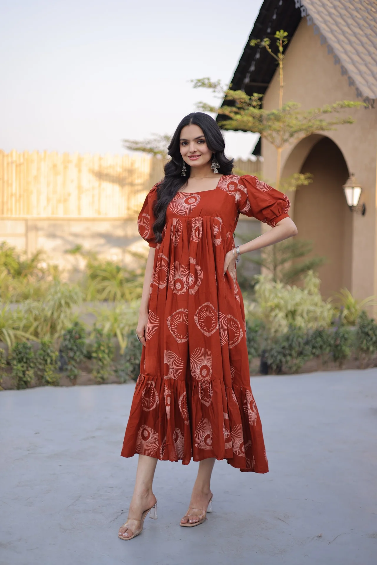 Women's Printed Cotton Kurti in Rust — photo 5 of 7