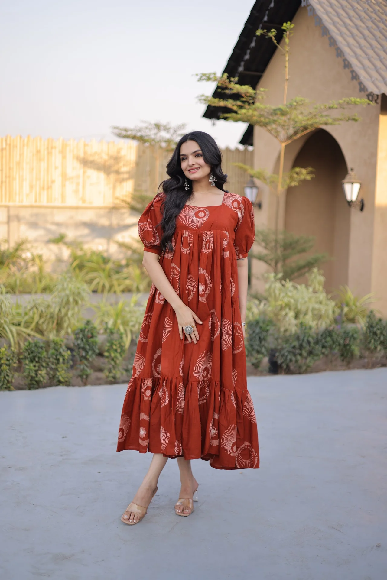 Women's Printed Cotton Kurti in Rust — photo 6 of 7