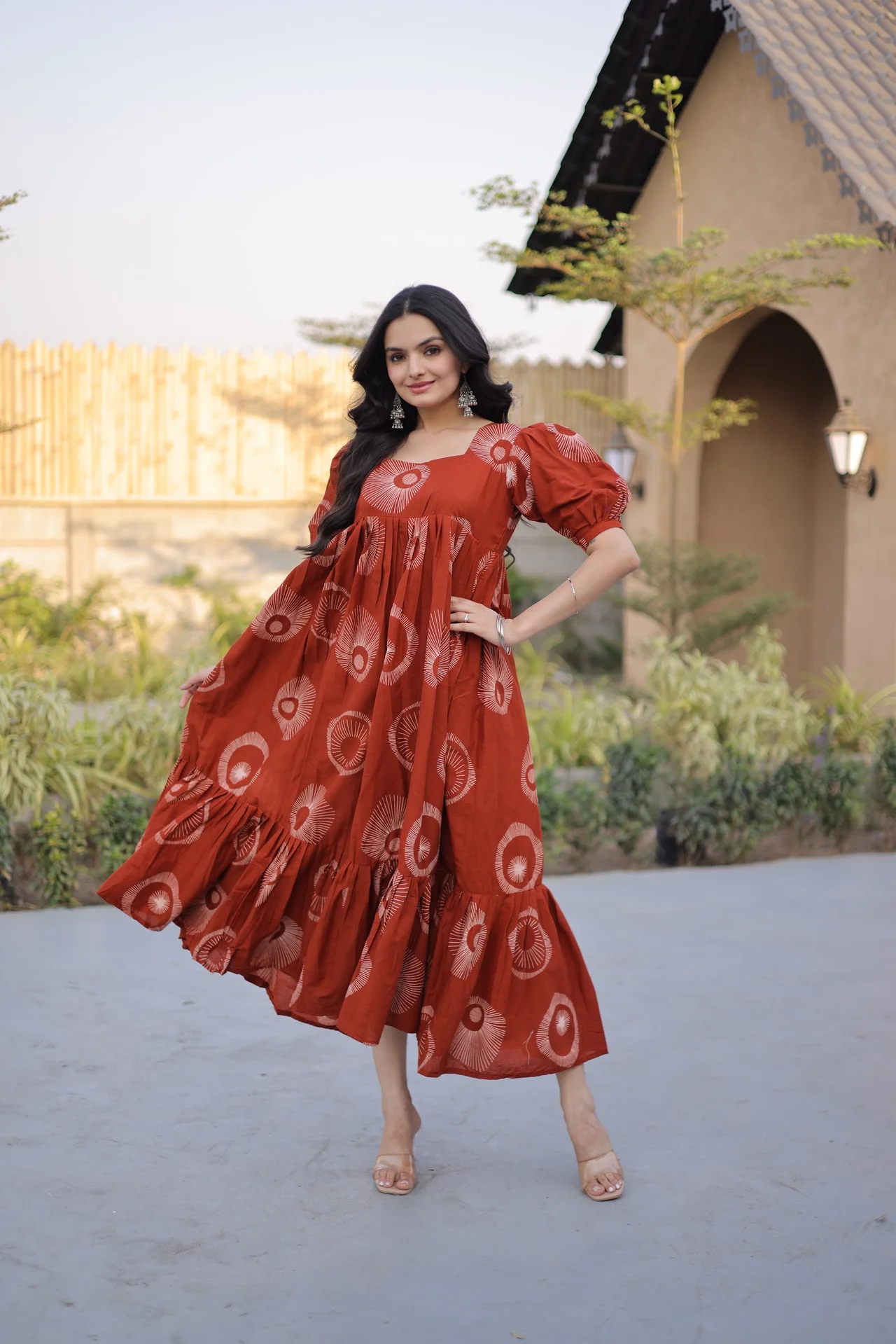 Women's Printed Cotton Kurti in Rust — photo 7 of 7