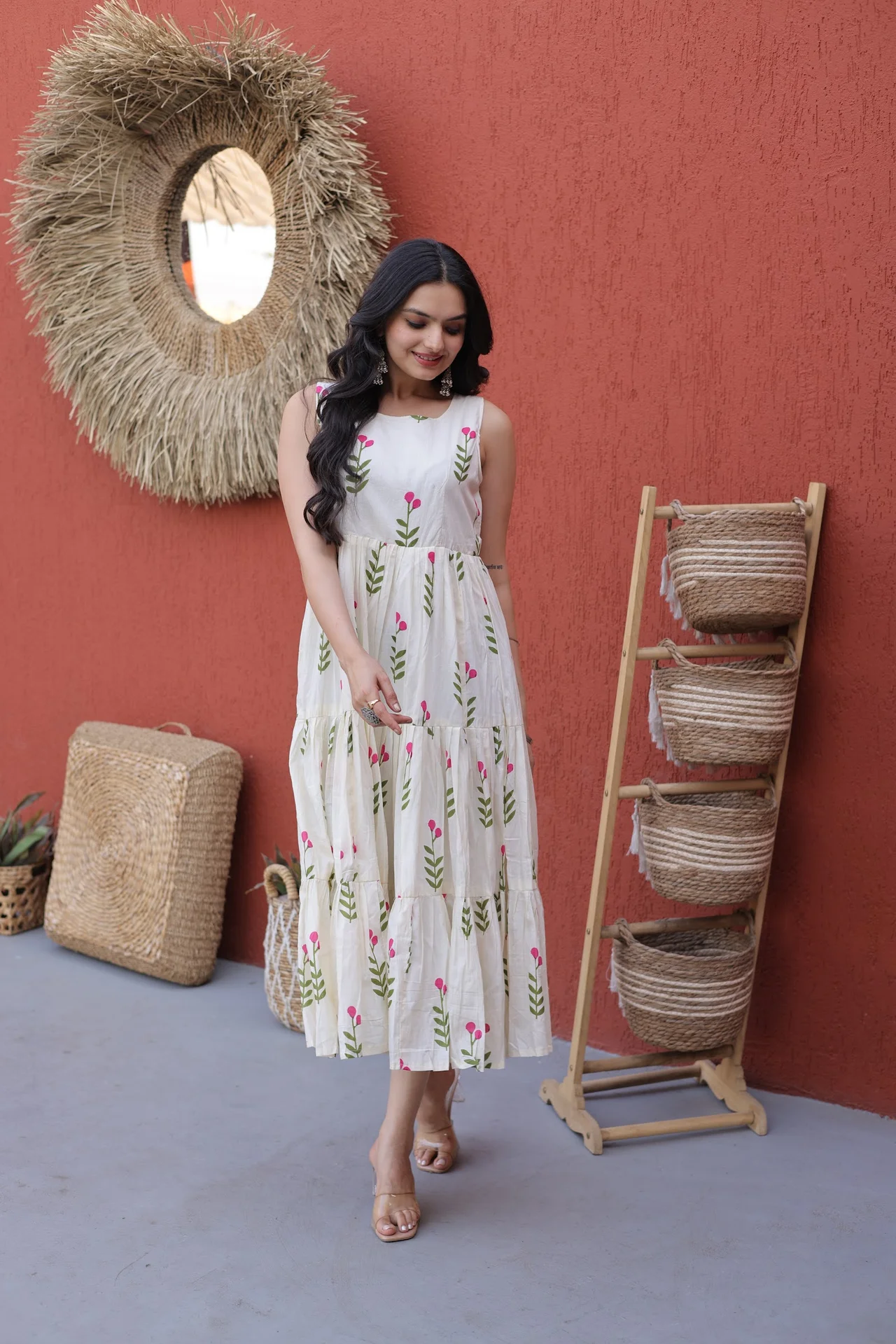 Women's Printed Cotton Kurti in Off White — photo 7 of 7