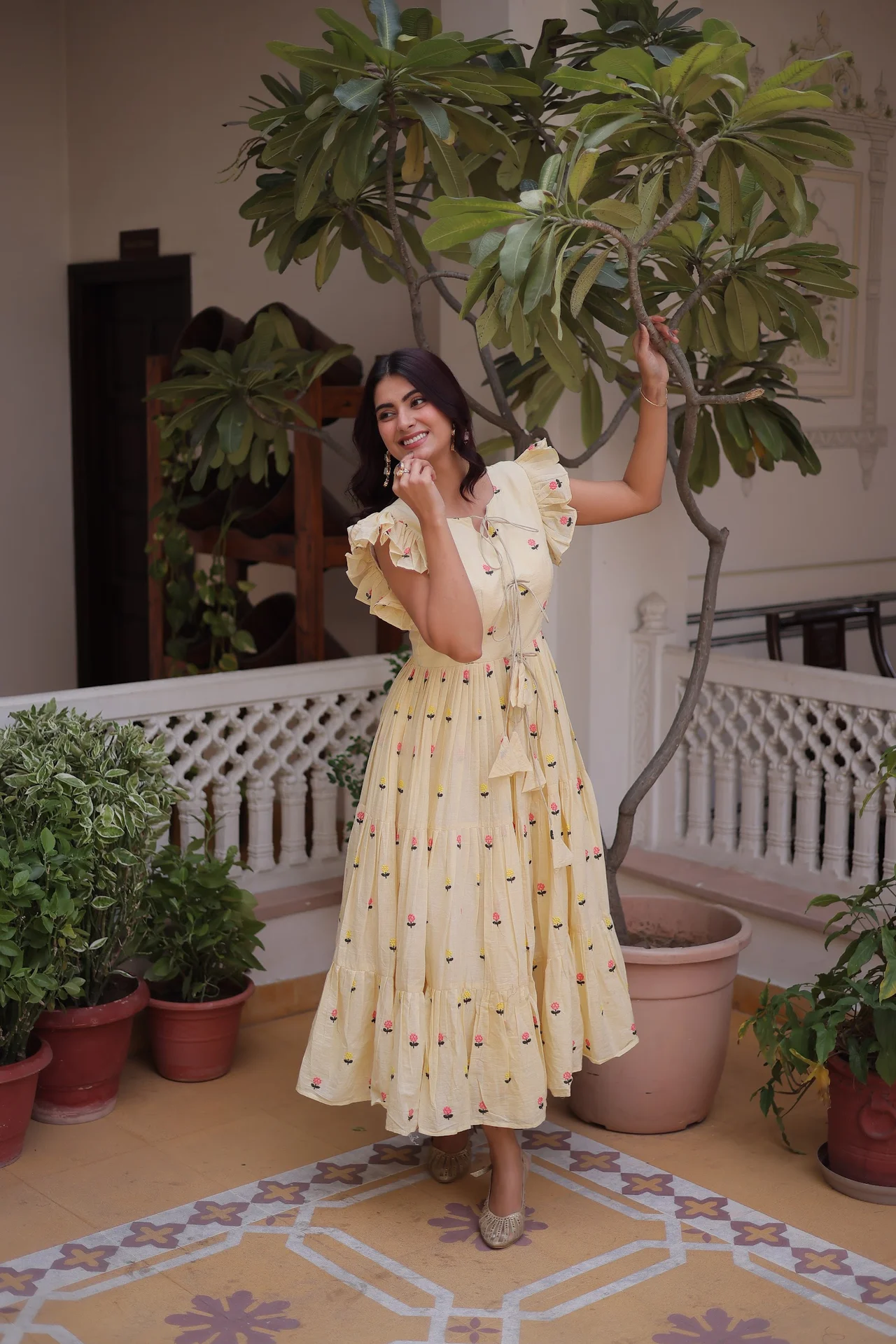 Women's Cotton Embroidered Kurti in Cream — photo 4 of 6