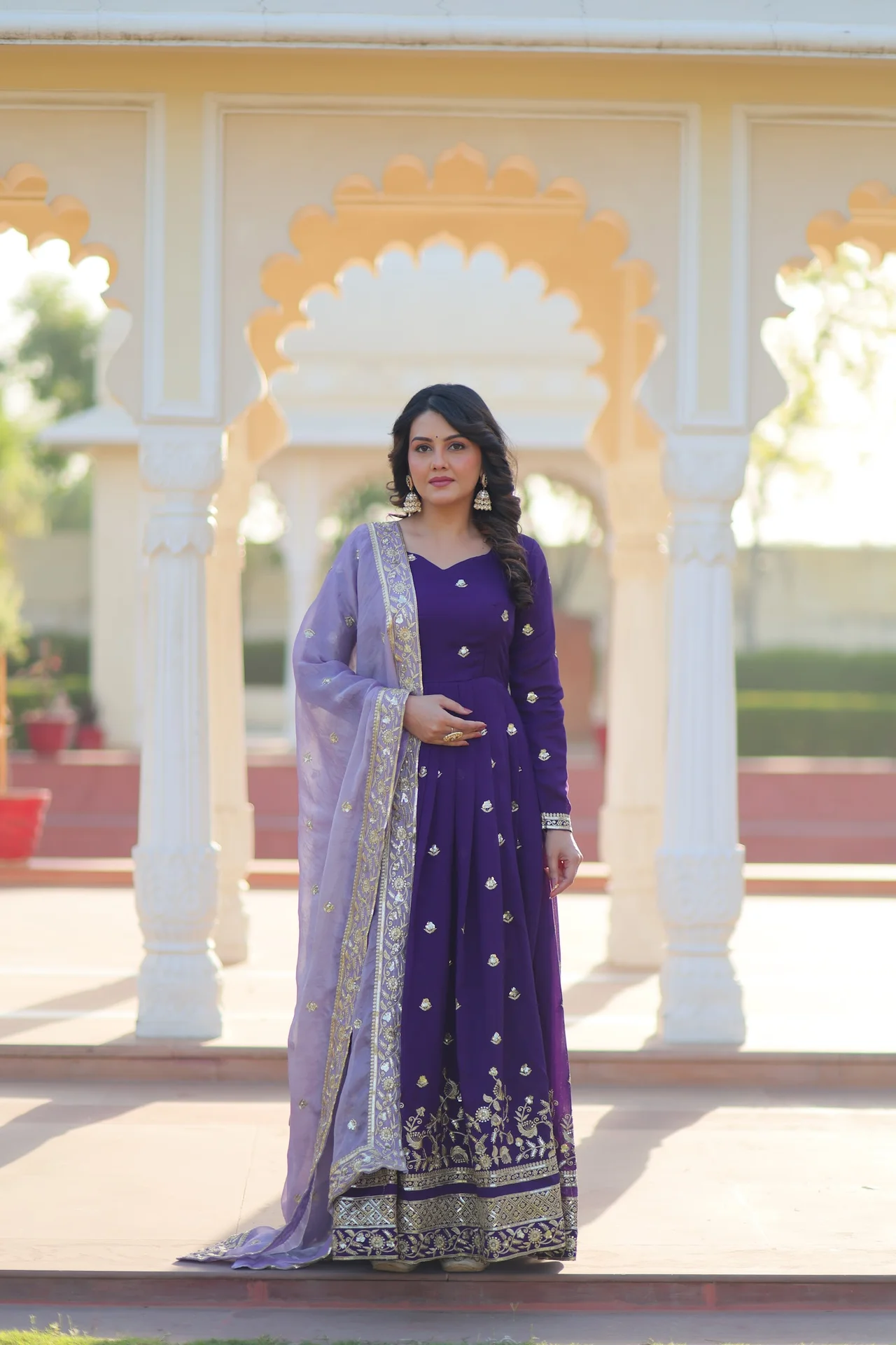 Women's Star Georgette Gown with Dupatta in Purple — photo 2 of 7
