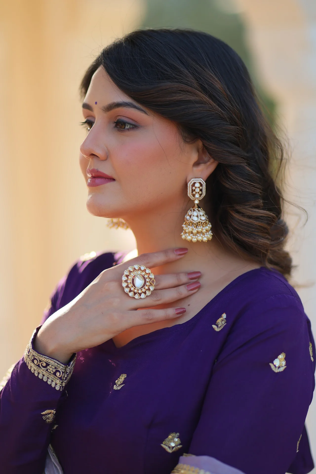 Women's Star Georgette Gown with Dupatta in Purple — photo 3 of 7