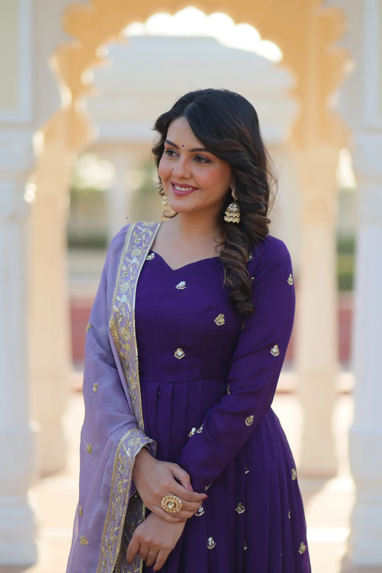 Women's Star Georgette Gown with Dupatta in Purple — photo 6 of 7