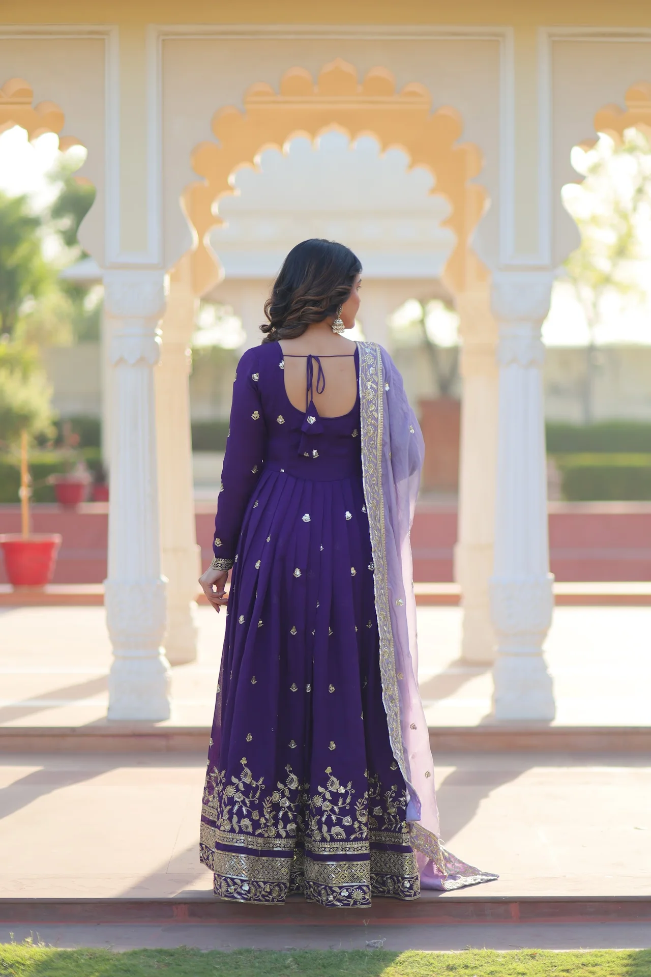 Women's Star Georgette Gown with Dupatta in Purple — photo 7 of 7