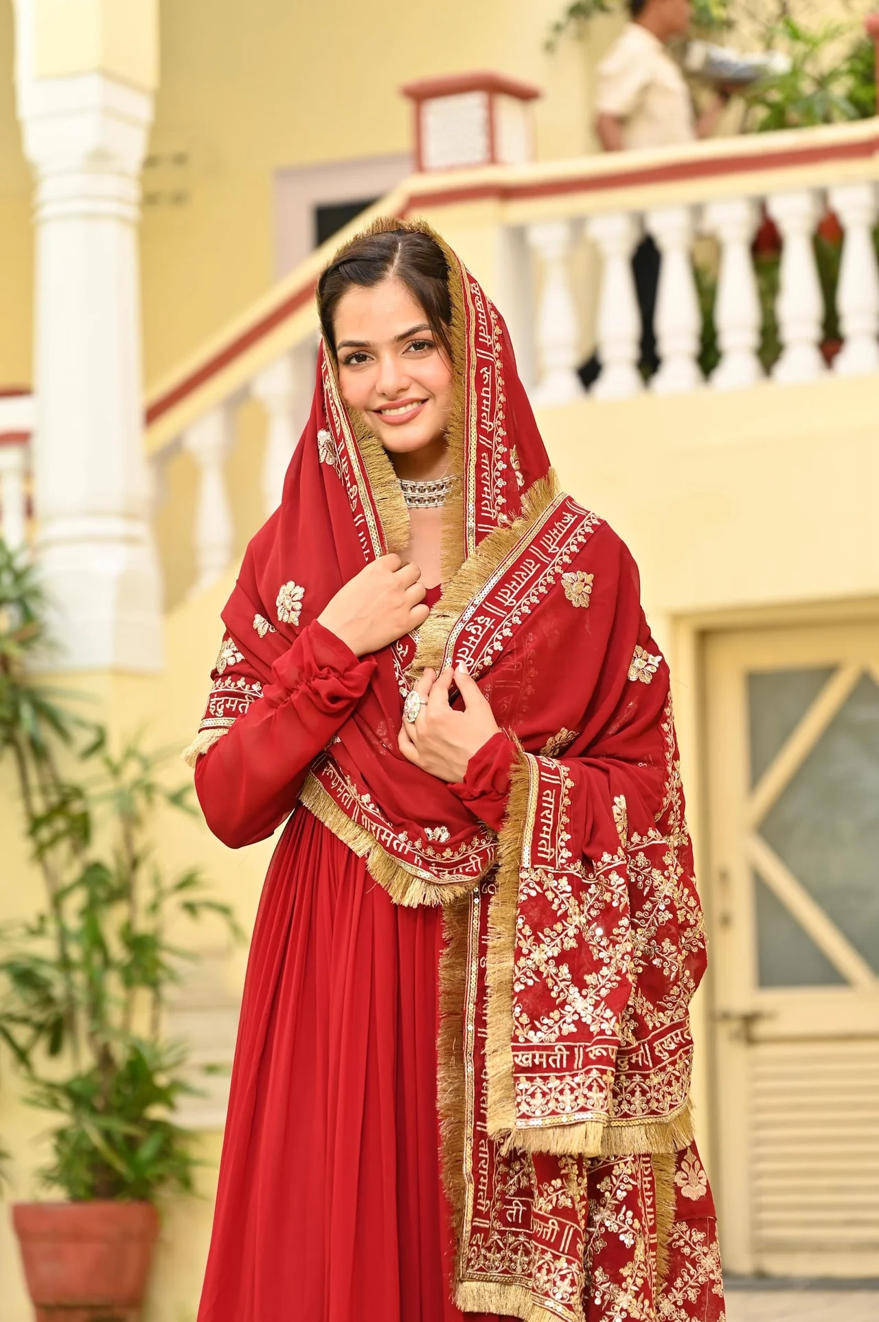 Women's Faux Blooming Embroidered Gown with Dupatta — photo 7 of 7