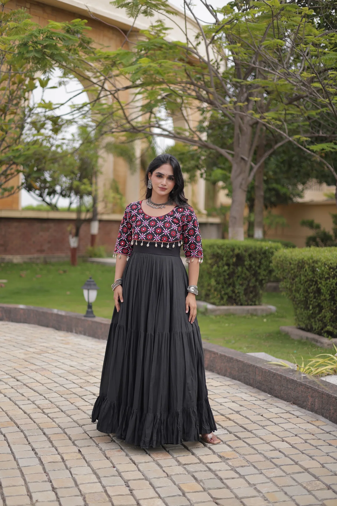 Women's Kora Cotton Embroidered Gown in Black — photo 6 of 8