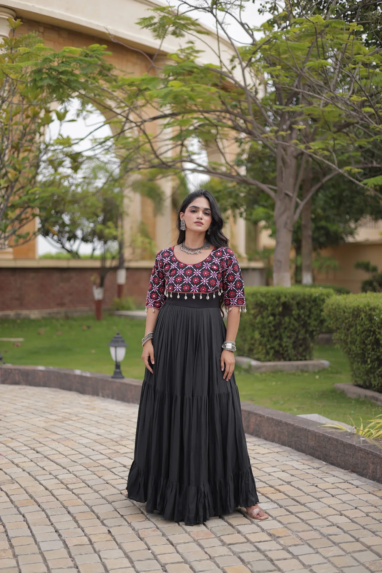 Women's Kora Cotton Embroidered Gown in Black — photo 8 of 8