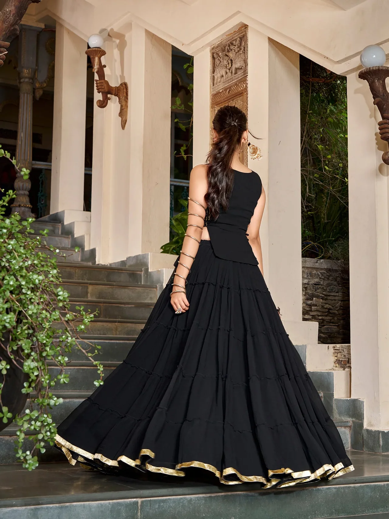 Women’s Feather-Light Lehenga Choli with Koti in Black — photo 4 of 5