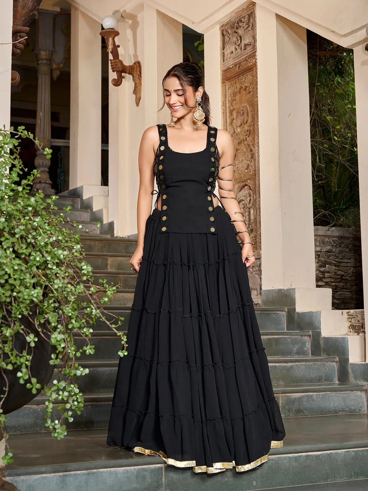 Women’s Feather-Light Lehenga Choli with Koti in Black — photo 5 of 5