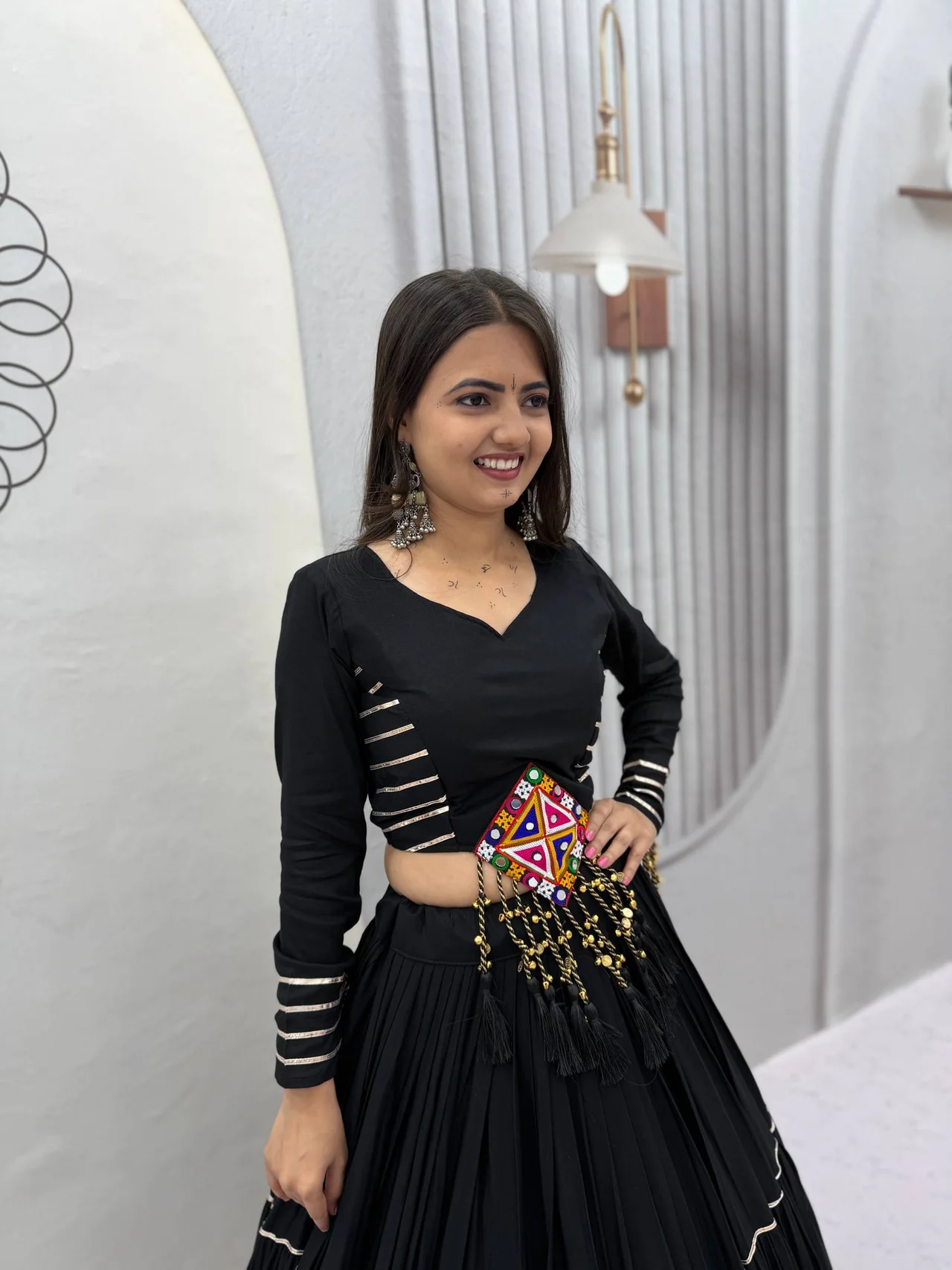 Navratri Special Cotton Lehenga Choli for Women in Black — photo 5 of 7