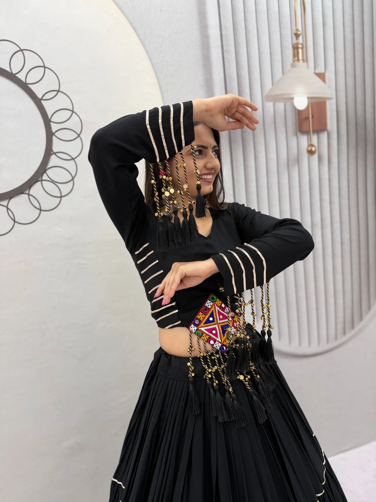 Navratri Special Cotton Lehenga Choli for Women in Black — photo 6 of 7
