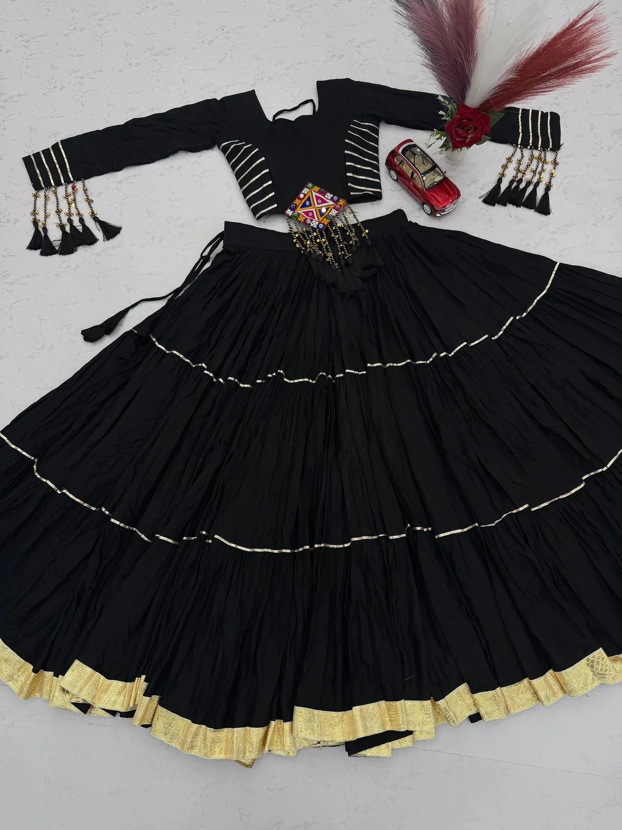 Navratri Special Cotton Lehenga Choli for Women in Black — photo 7 of 7