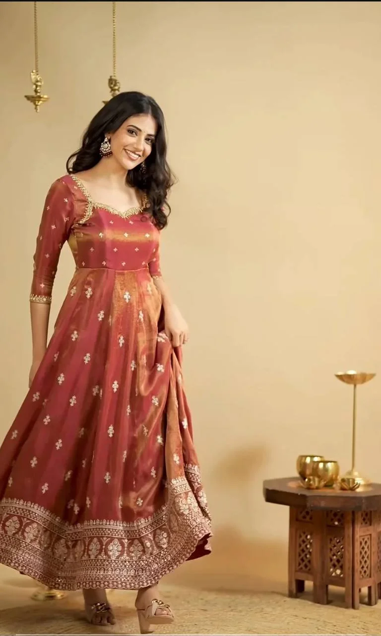 Designer Anarkali Suit for Women in Rust — photo 2 of 5