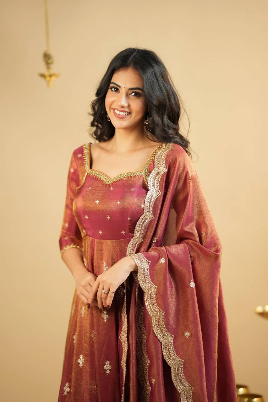 Designer Anarkali Suit for Women in Rust — photo 3 of 5