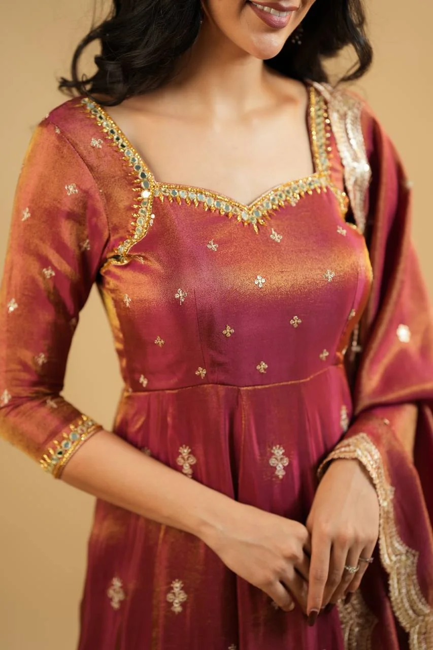 Designer Anarkali Suit for Women in Rust — photo 4 of 5