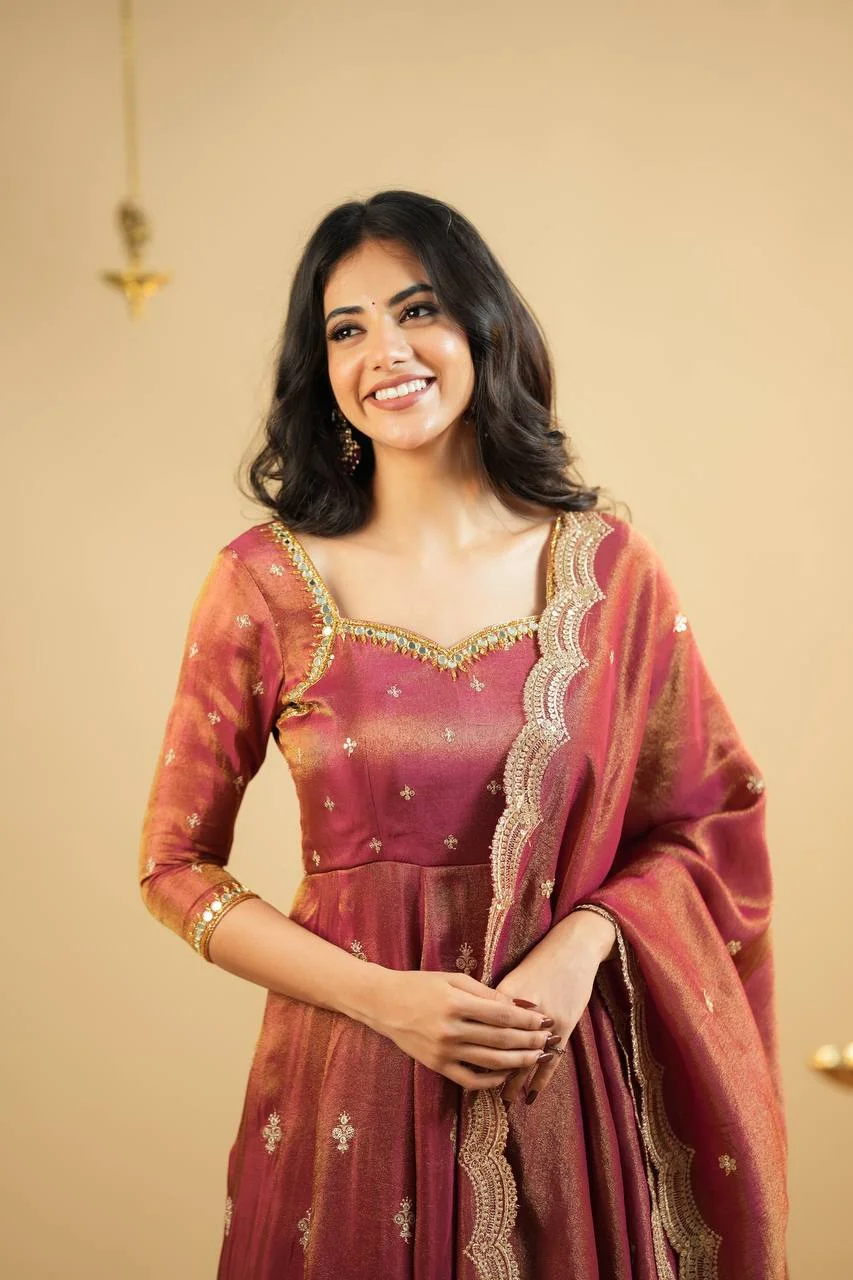 Designer Anarkali Suit for Women in Rust — photo 5 of 5