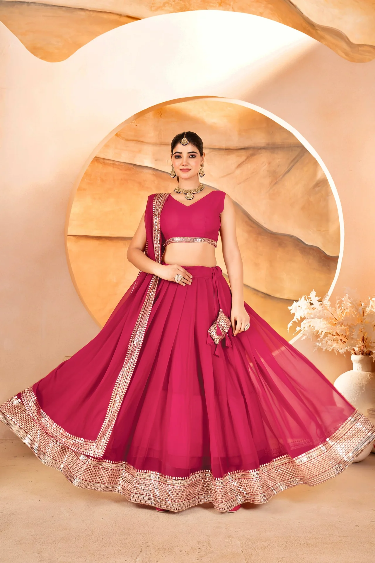 Premium Traditional Lehenga Choli for Women in Rani Pink — photo 2 of 7