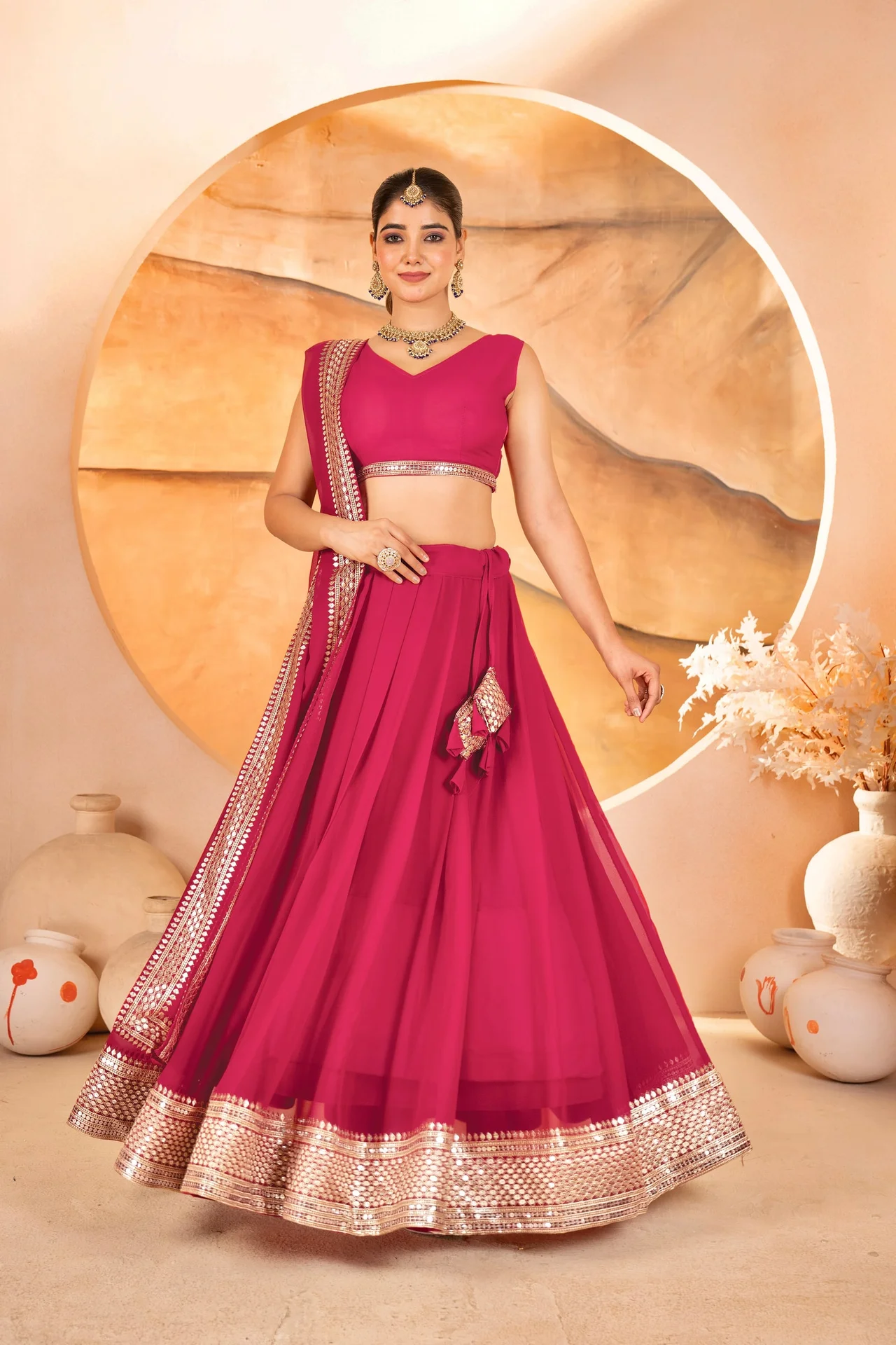 Premium Traditional Lehenga Choli for Women in Rani Pink — photo 4 of 7
