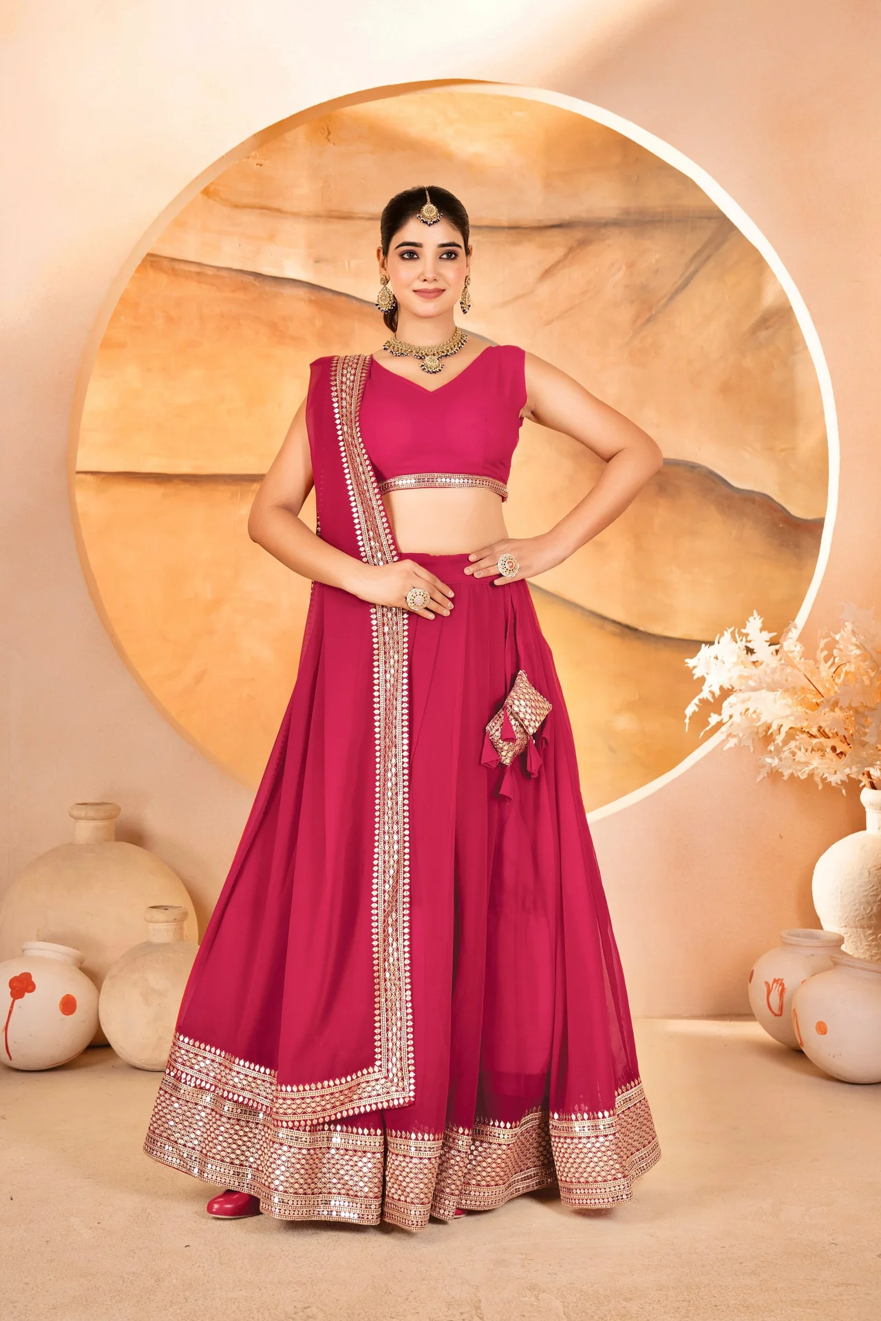 Premium Traditional Lehenga Choli for Women in Rani Pink — photo 5 of 7