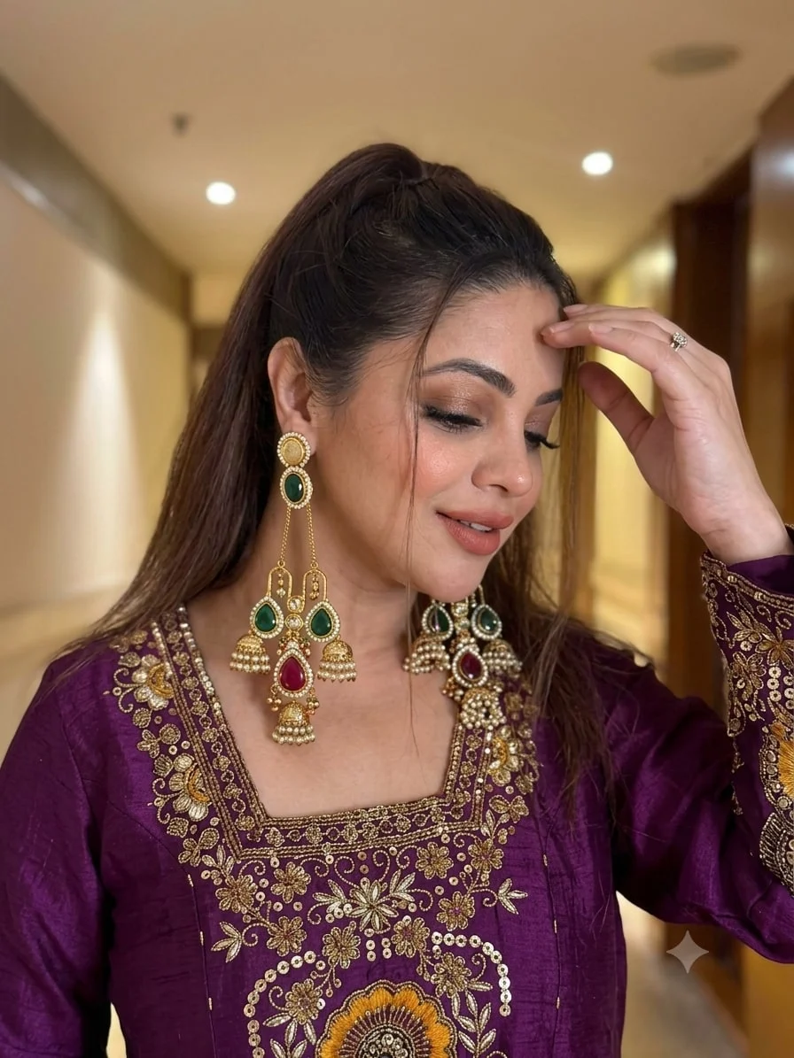 Vichitra Silk Anarkali Suit for Women in Purple — photo 5 of 5