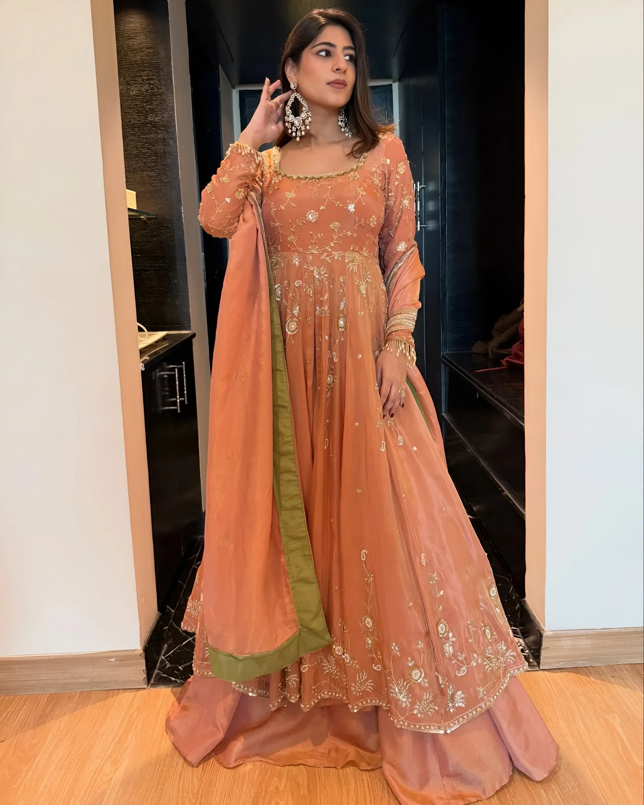 Premium Anarkali Suit Set for Women in Peach — photo 2 of 5