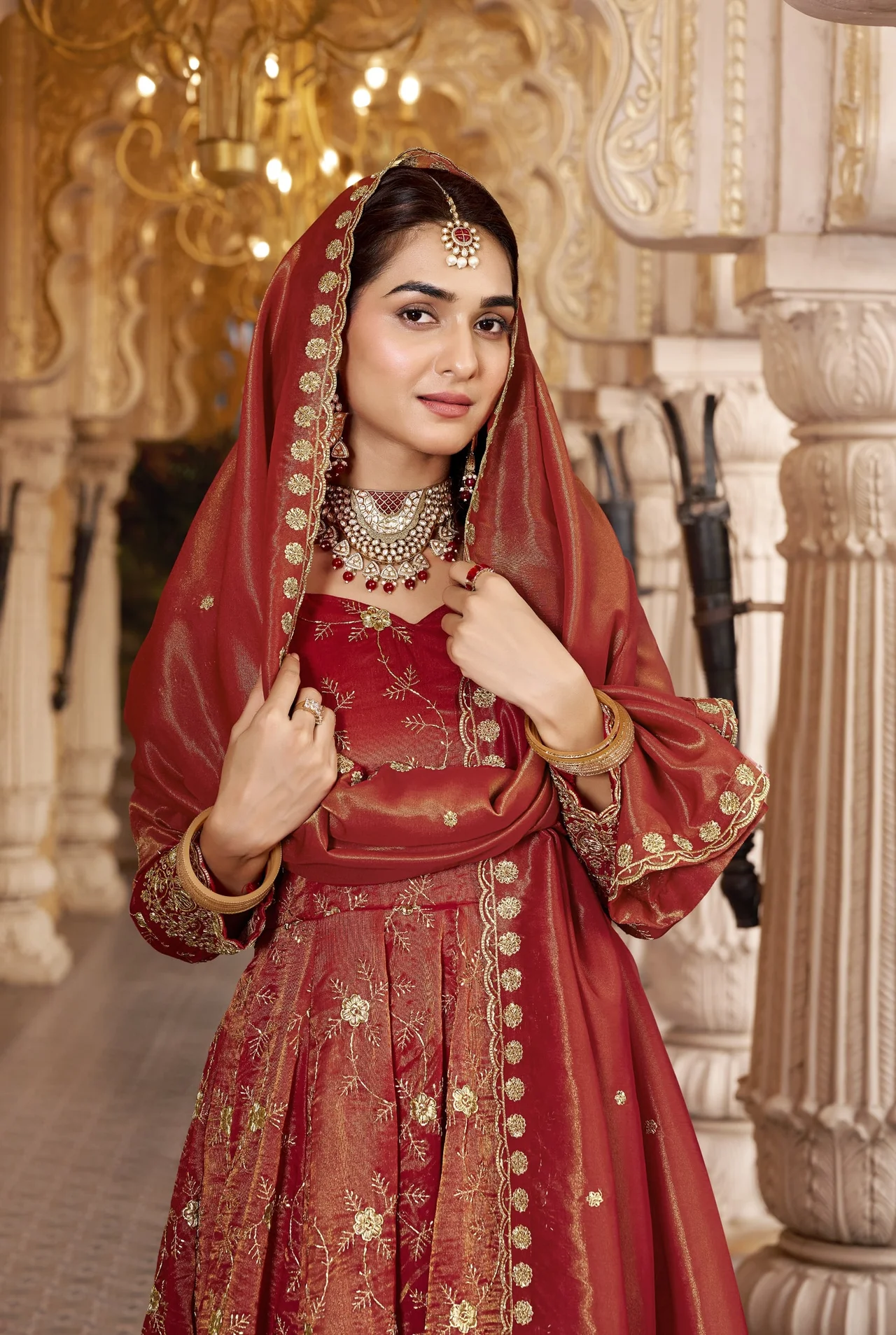 Premium Readymade Anarkali Suit Set for Women in Rust — photo 6 of 7