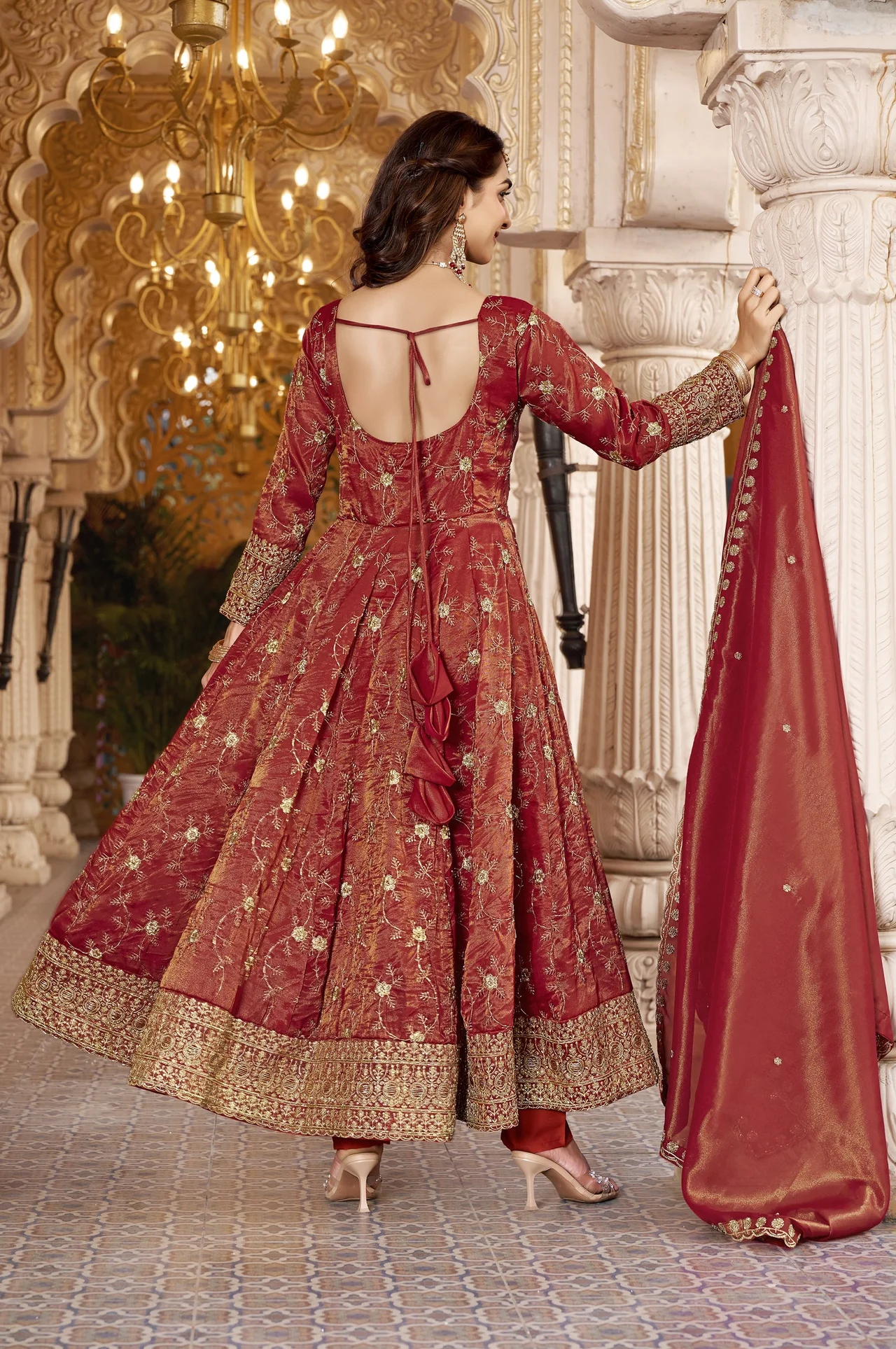 Premium Readymade Anarkali Suit Set for Women in Rust — photo 7 of 7
