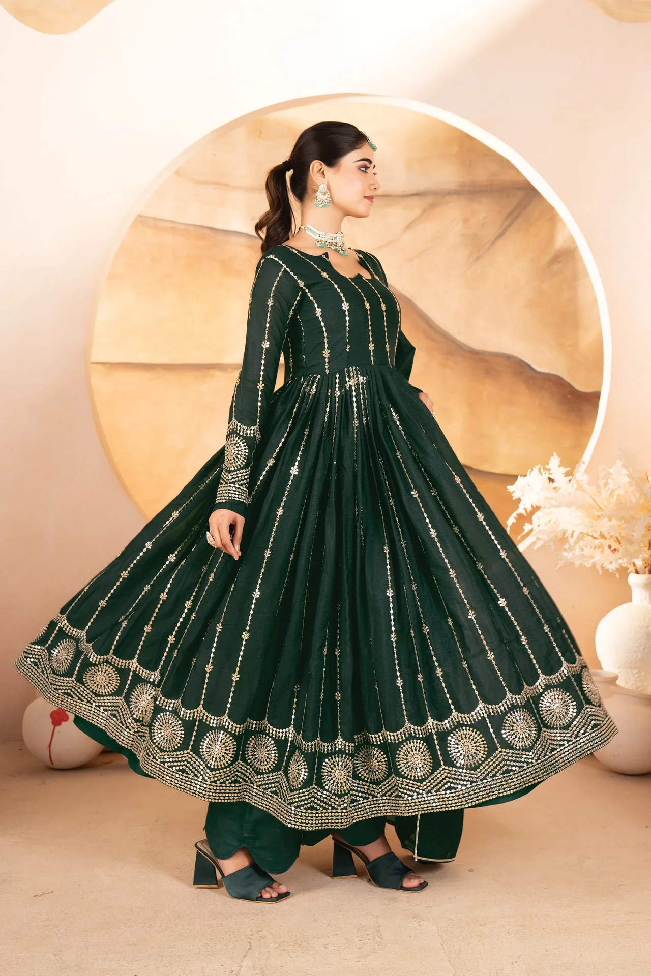 Premium Readymade Anarkali Suit Set for Women in Green — photo 4 of 6