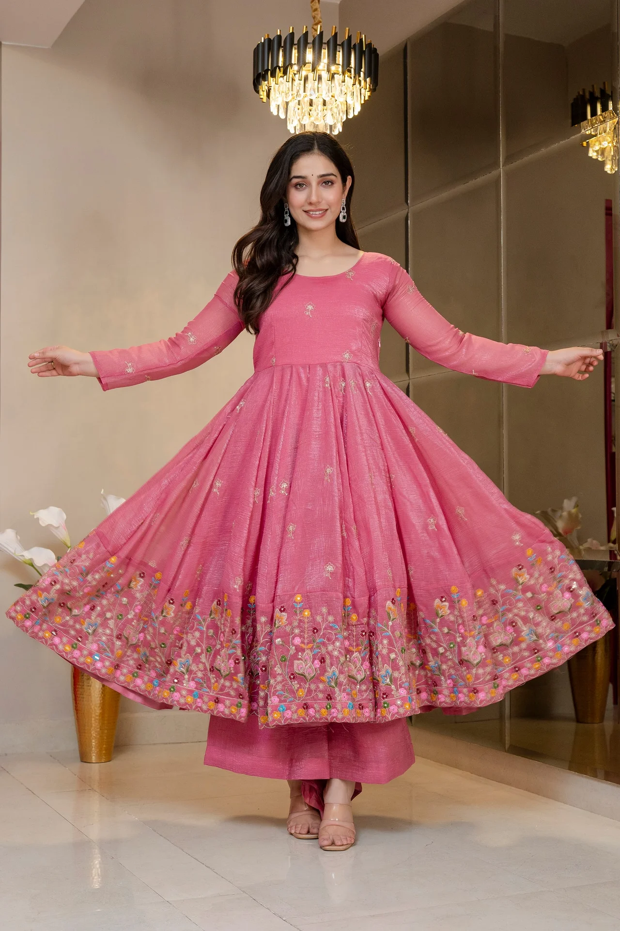 Trending Anarkali Suit Set for Women in Lavender — photo 2 of 9