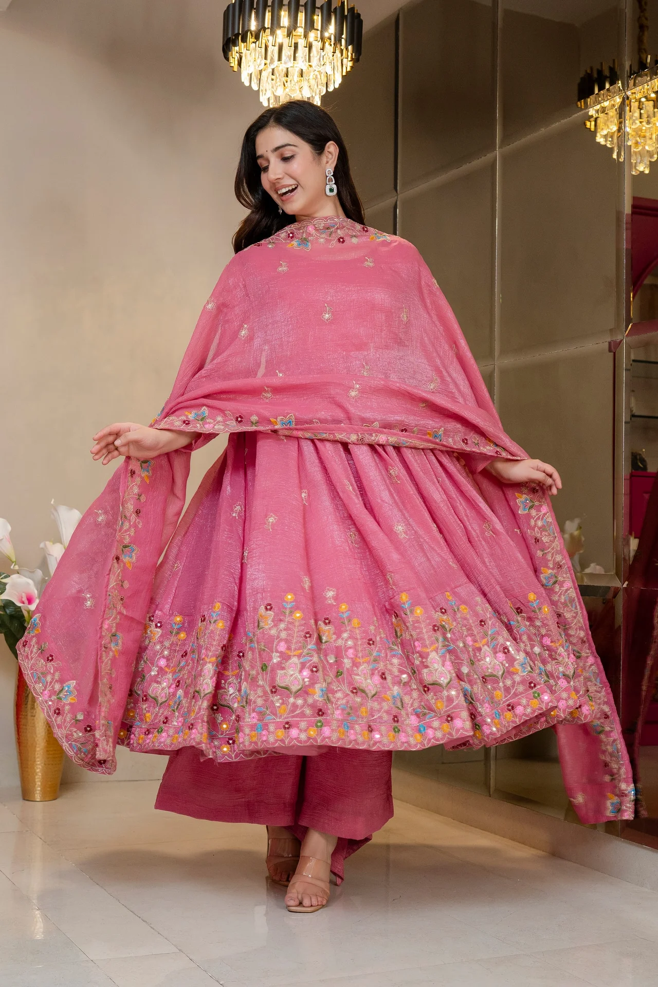Trending Anarkali Suit Set for Women in Lavender — photo 3 of 9