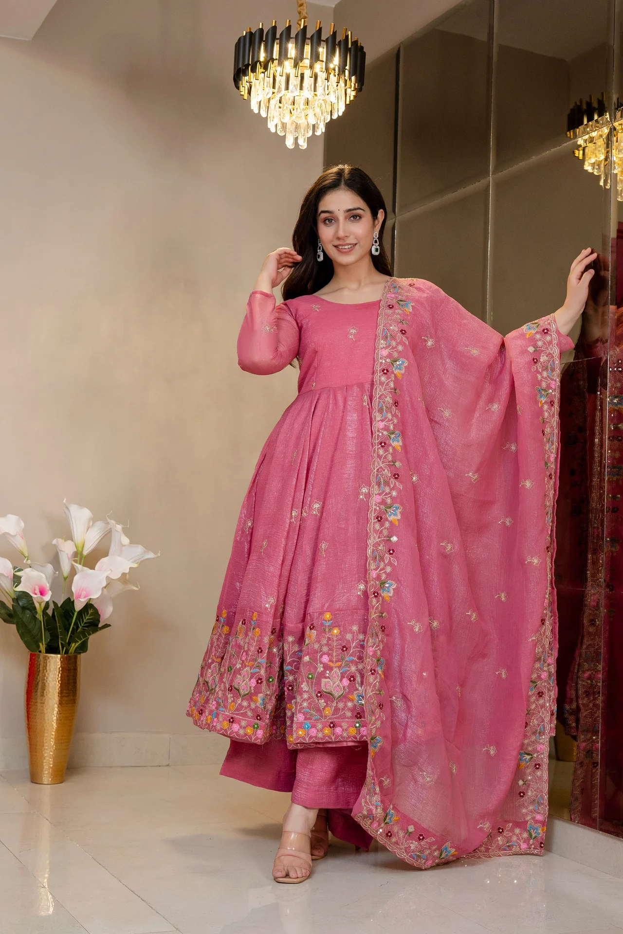 Trending Anarkali Suit Set for Women in Lavender — photo 4 of 9