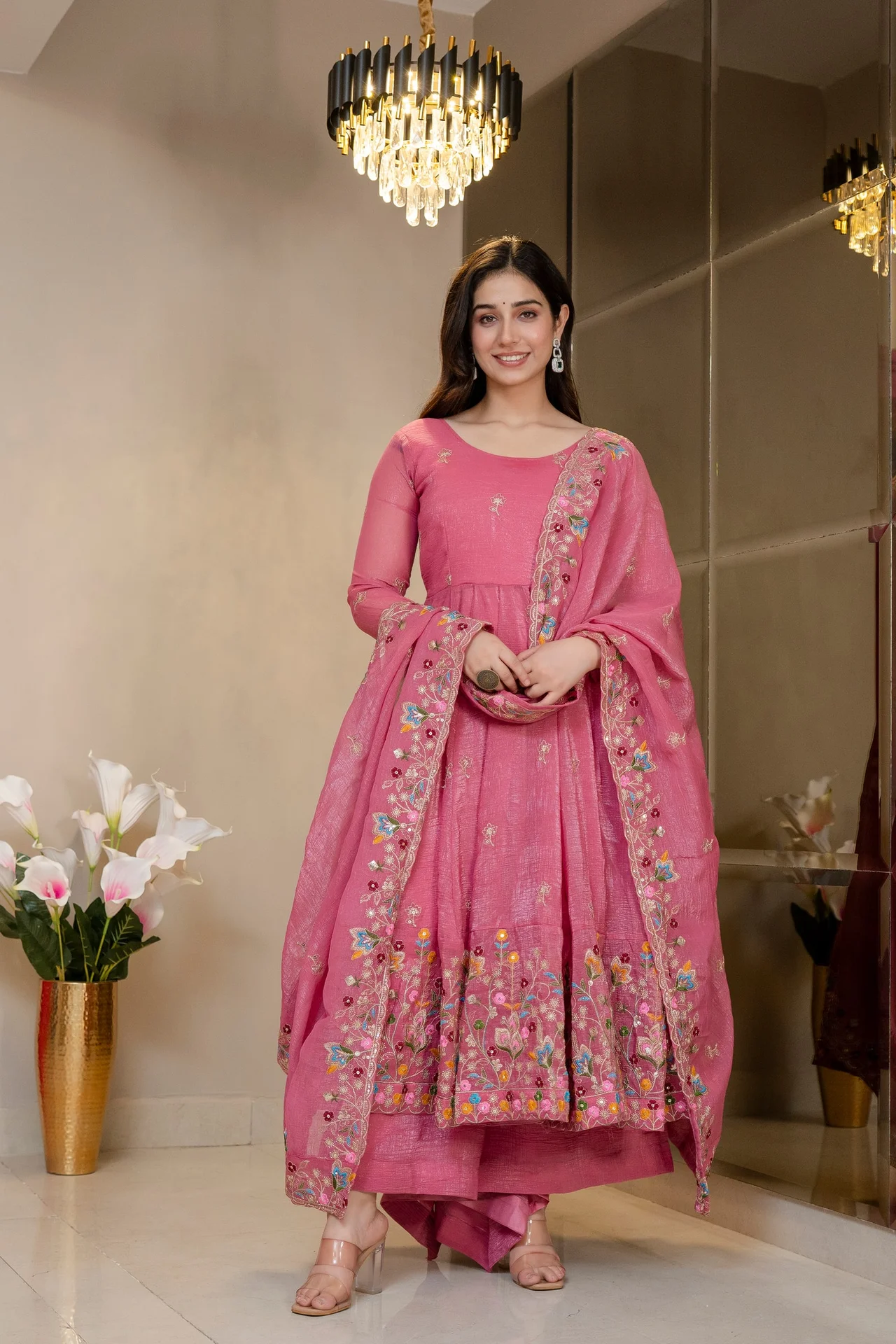 Trending Anarkali Suit Set for Women in Lavender — photo 6 of 9