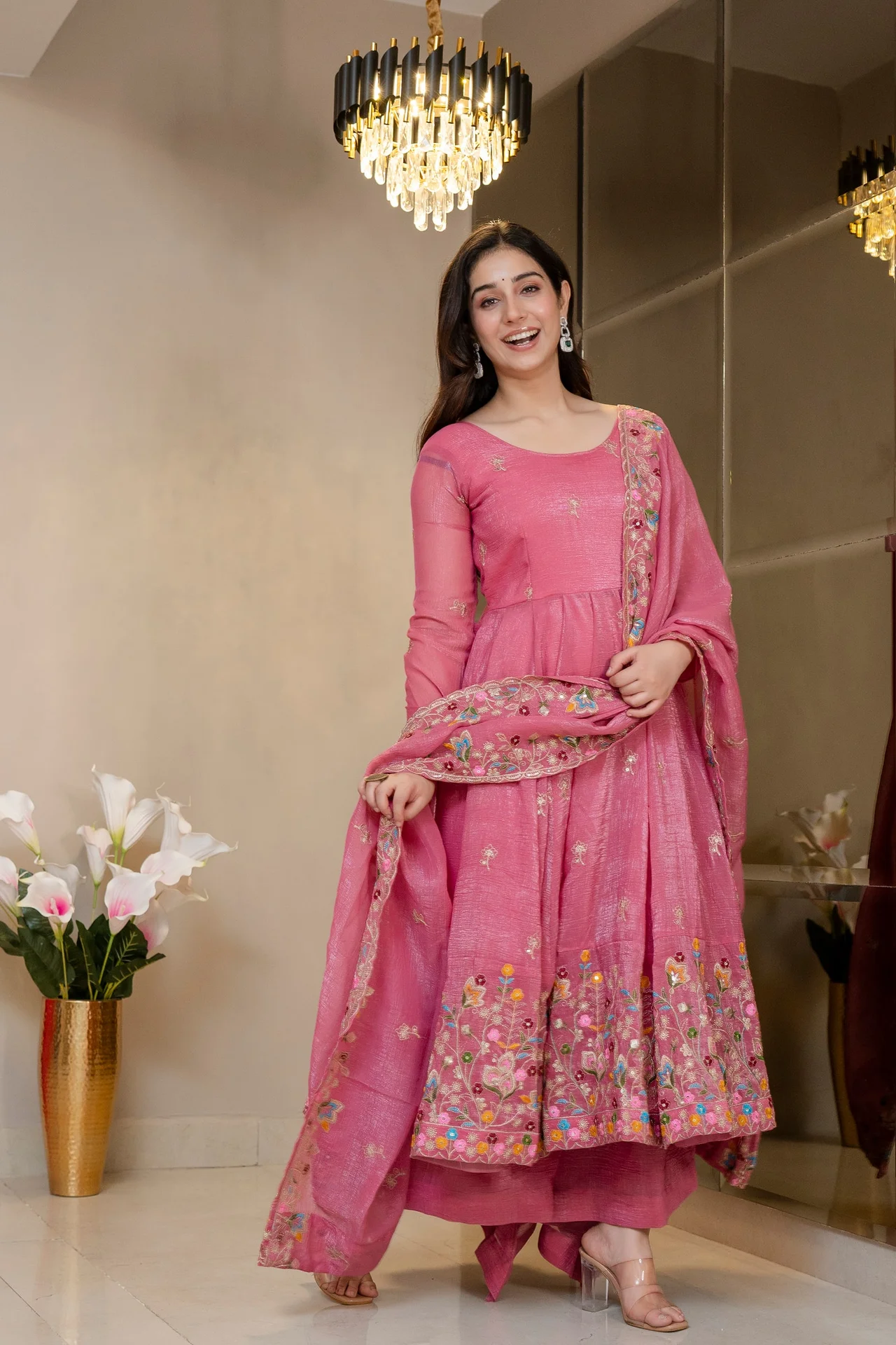 Trending Anarkali Suit Set for Women in Lavender — photo 7 of 9
