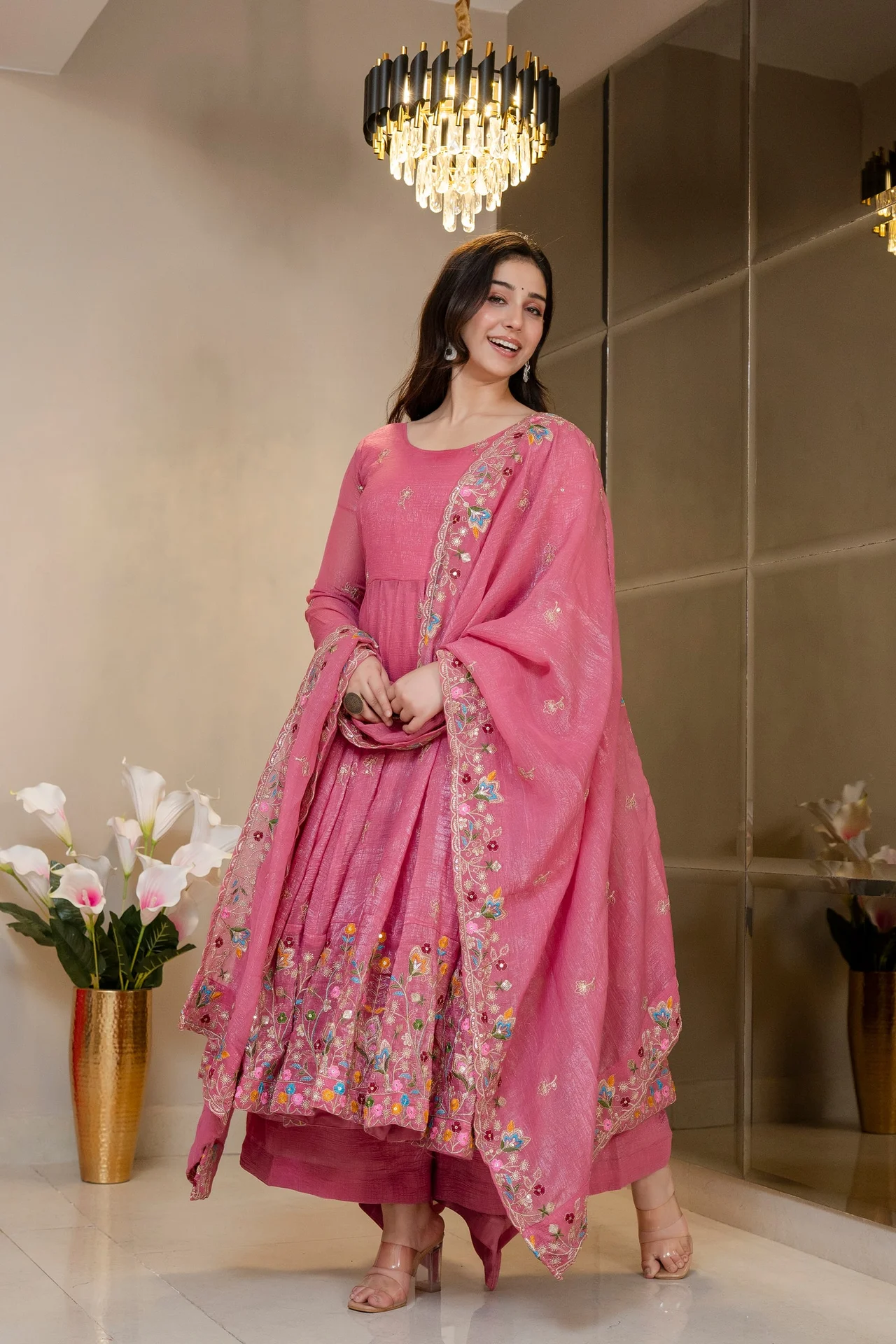 Trending Anarkali Suit Set for Women in Lavender — photo 8 of 9