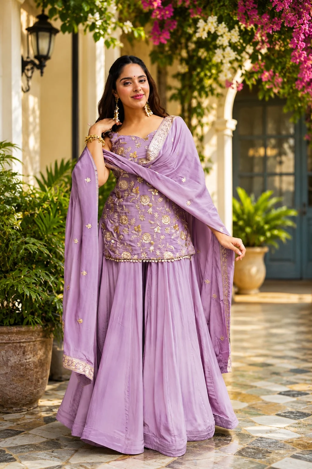 Premium Readymade Sarara Suit Set for Women in Lilac — photo 3 of 8
