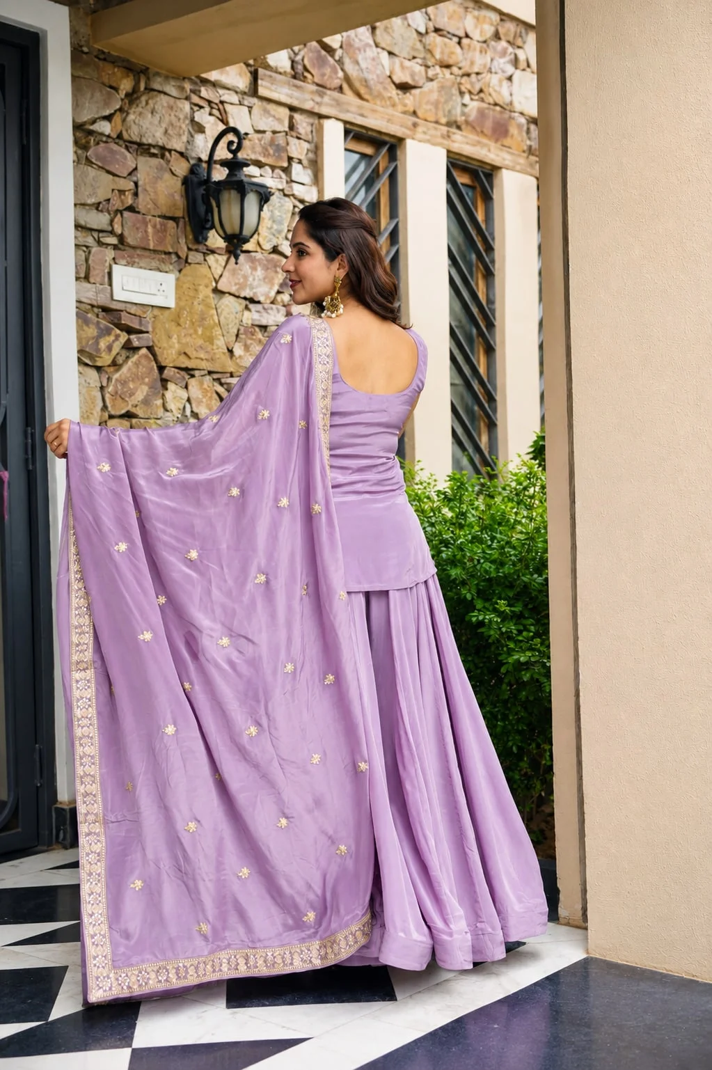 Premium Readymade Sarara Suit Set for Women in Lilac — photo 4 of 8
