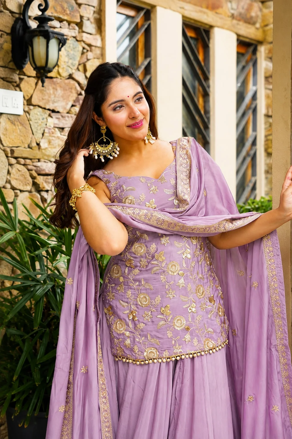 Premium Readymade Sarara Suit Set for Women in Lilac — photo 8 of 8