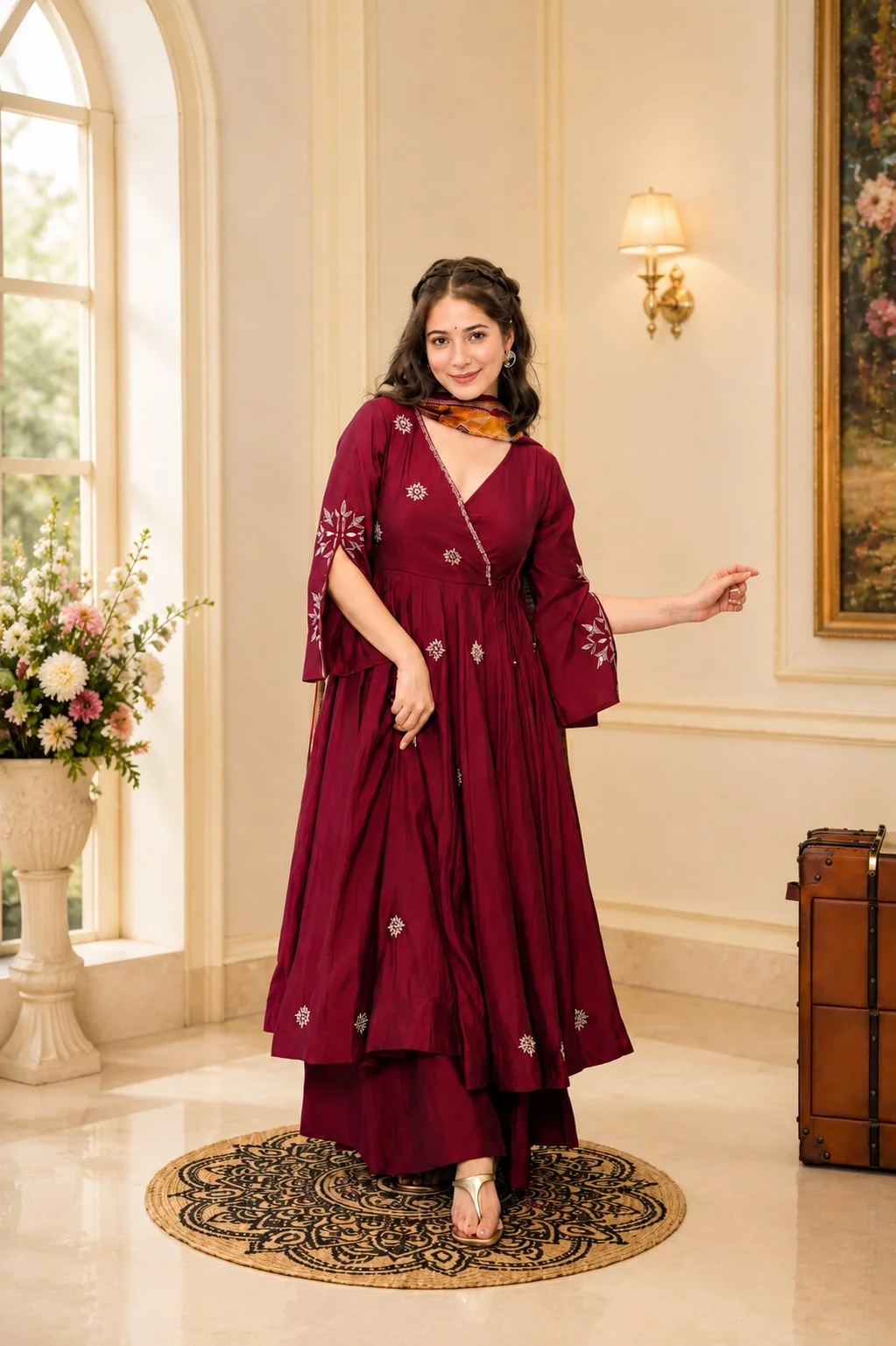 Premium Readymade Anarkali Suit Set for Women in Maroon — photo 2 of 6