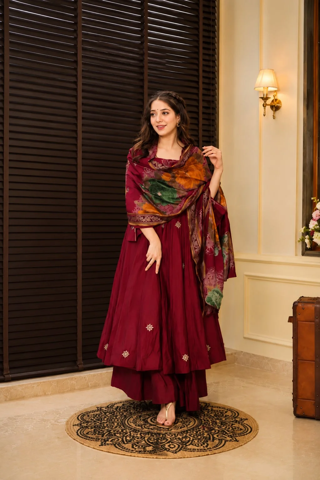 Premium Readymade Anarkali Suit Set for Women in Maroon — photo 3 of 6