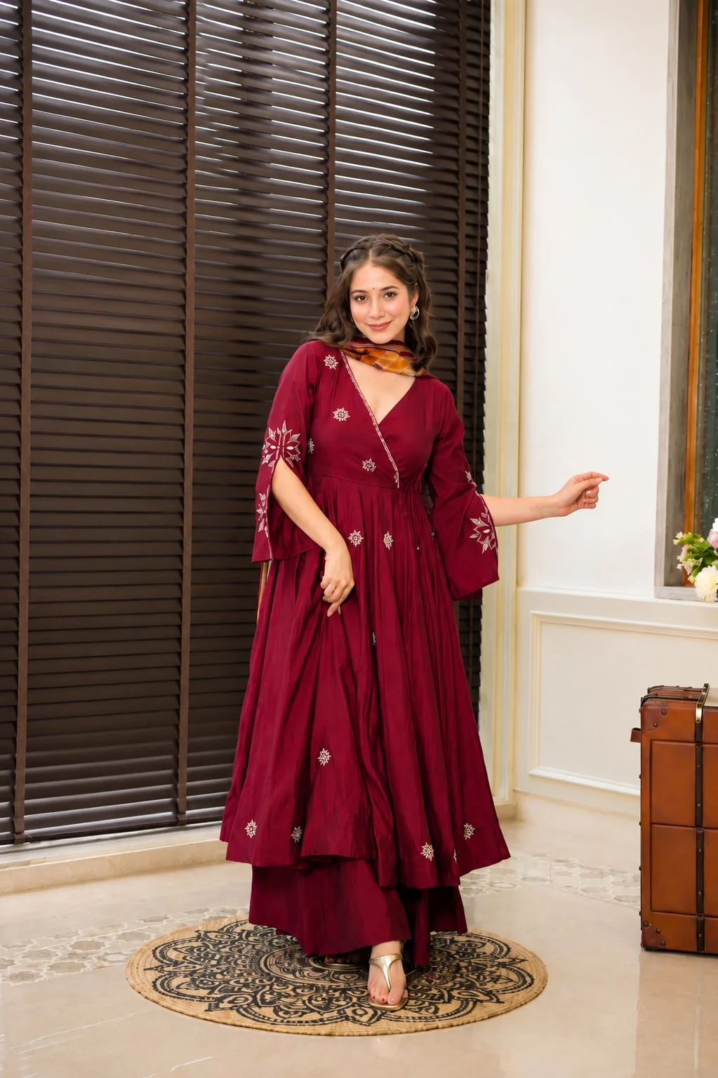 Premium Readymade Anarkali Suit Set for Women in Maroon — photo 4 of 6