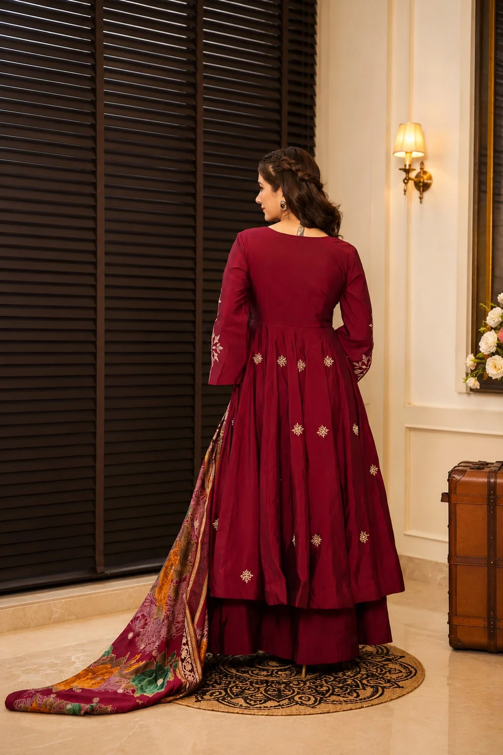 Premium Readymade Anarkali Suit Set for Women in Maroon — photo 5 of 6
