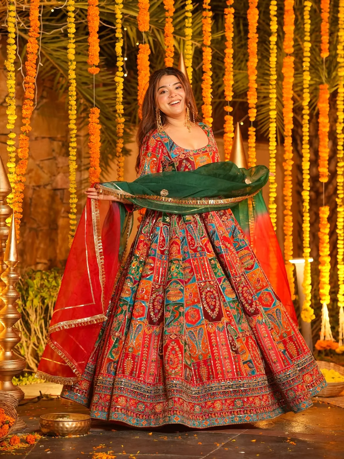 Pure Original Heavy Position Print Embroidered Maxi Suit Set for Women in Multicolour — photo 3 of 7