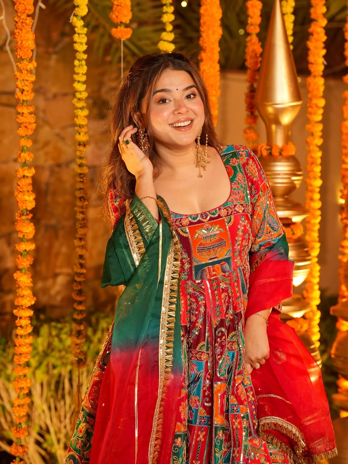 Pure Original Heavy Position Print Embroidered Maxi Suit Set for Women in Multicolour — photo 5 of 7