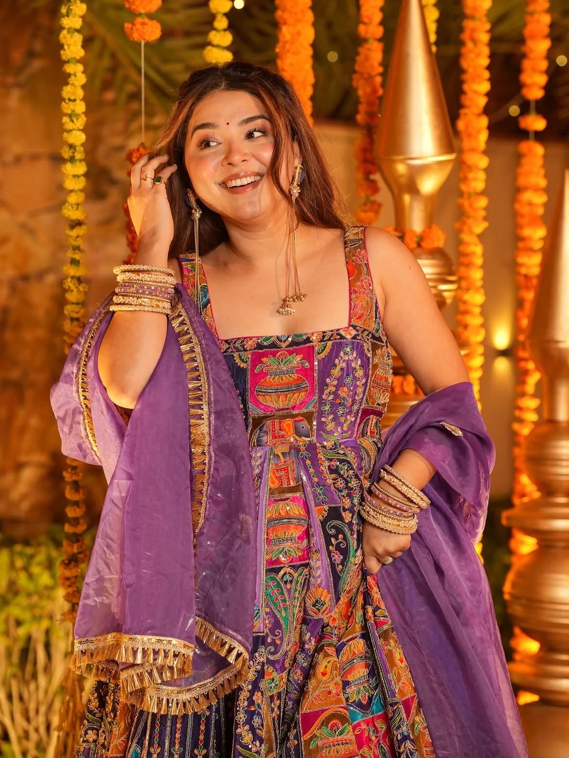 Pure Original Crepe Heavy Position Embroidered Sleeveless Maxi Gown Suit Set with Micro Cotton Pants and Digital Printed Organza Dupatta in Multicolour — photo 2 of 7