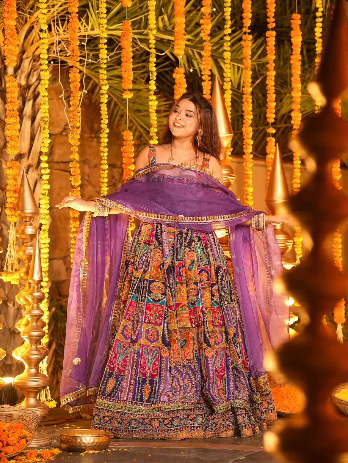 Pure Original Crepe Heavy Position Embroidered Sleeveless Maxi Gown Suit Set with Micro Cotton Pants and Digital Printed Organza Dupatta in Multicolour — photo 5 of 7