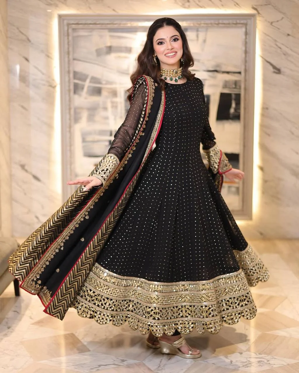 Premium Readymade Luxury Anarkali Suit Set for Women in Black — photo 6 of 10