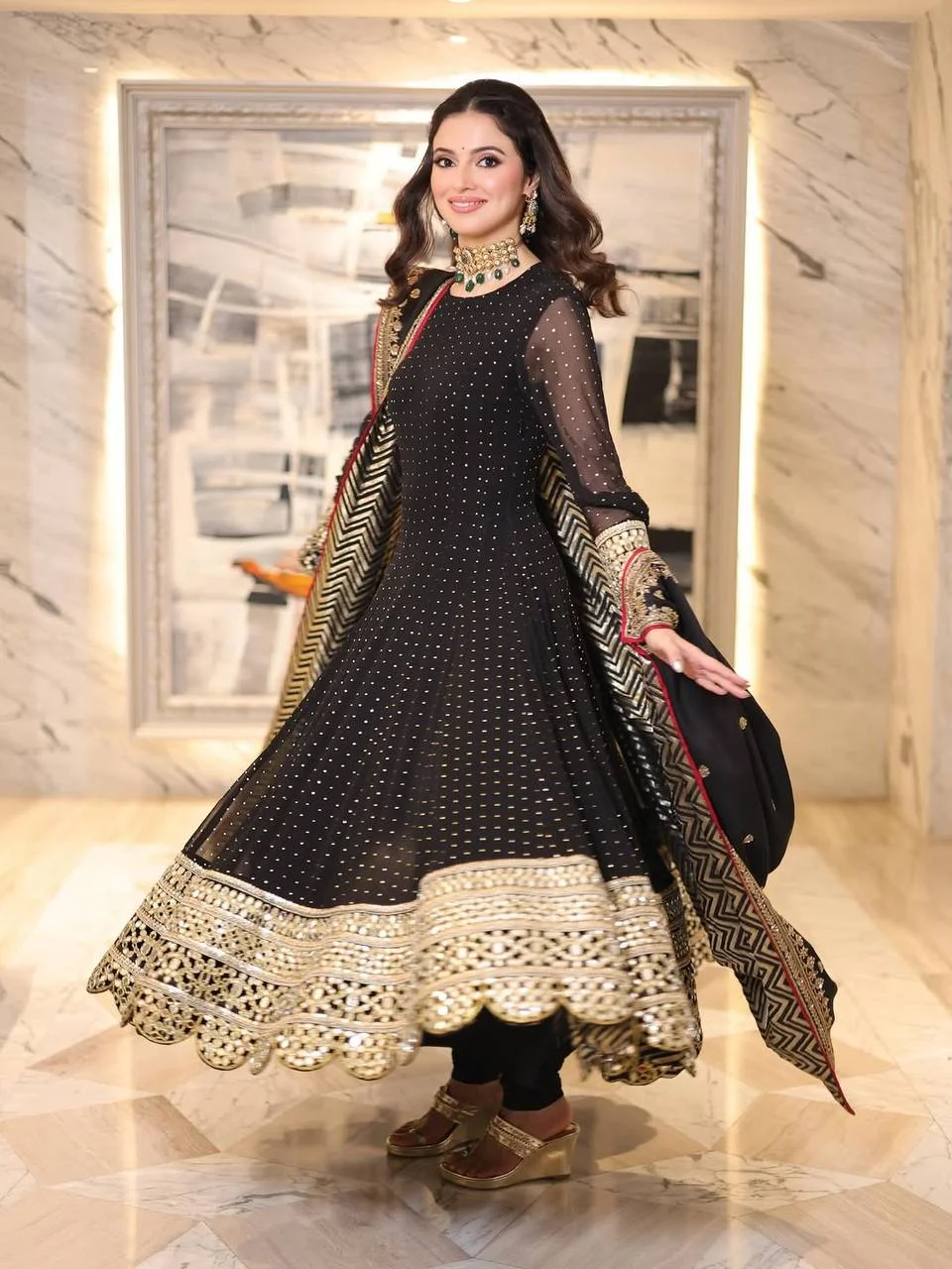 Premium Readymade Luxury Anarkali Suit Set for Women in Black — photo 9 of 10