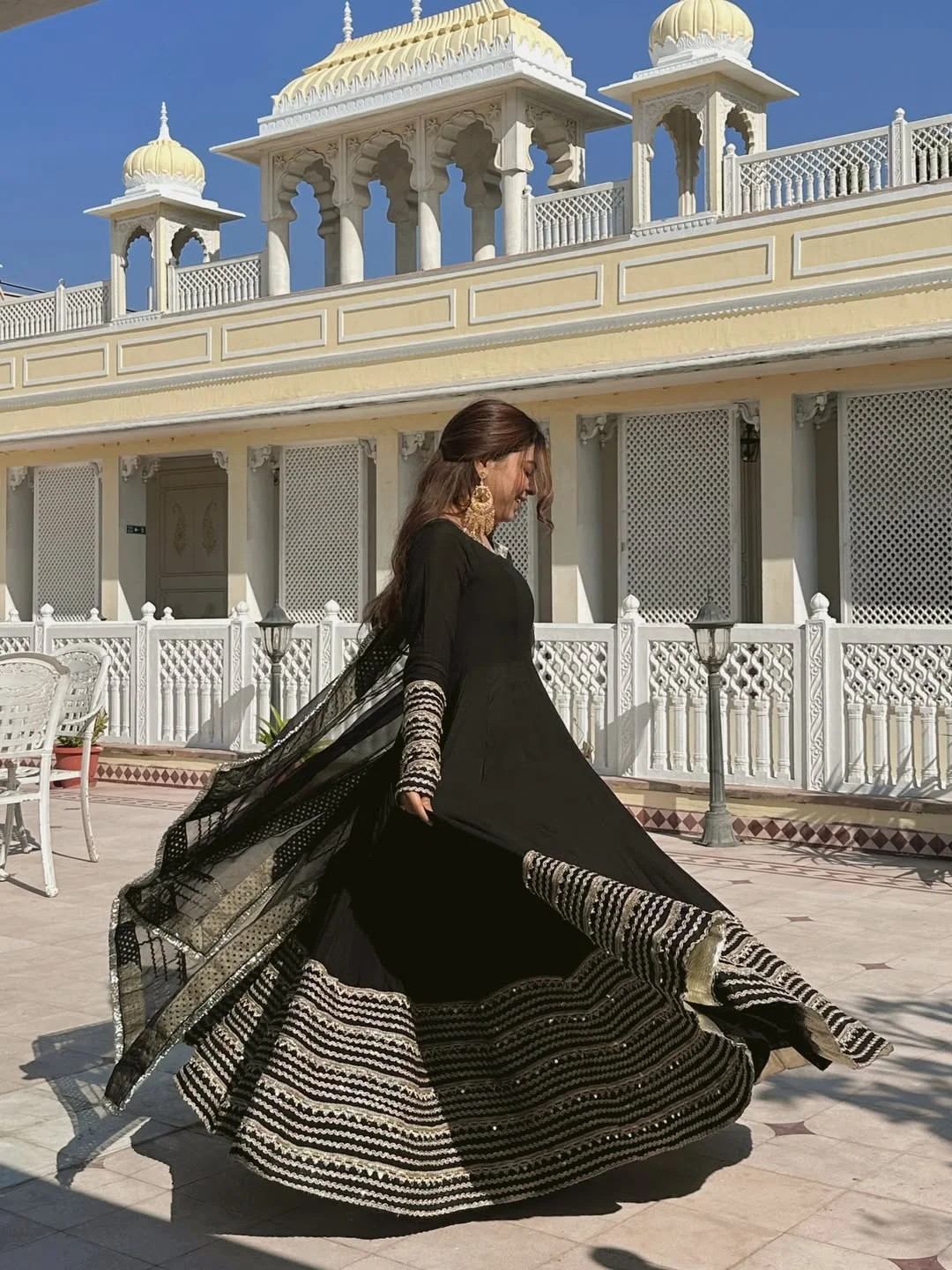 Black Embroidered Work Anarkali Suit Set for Women — photo 2 of 10