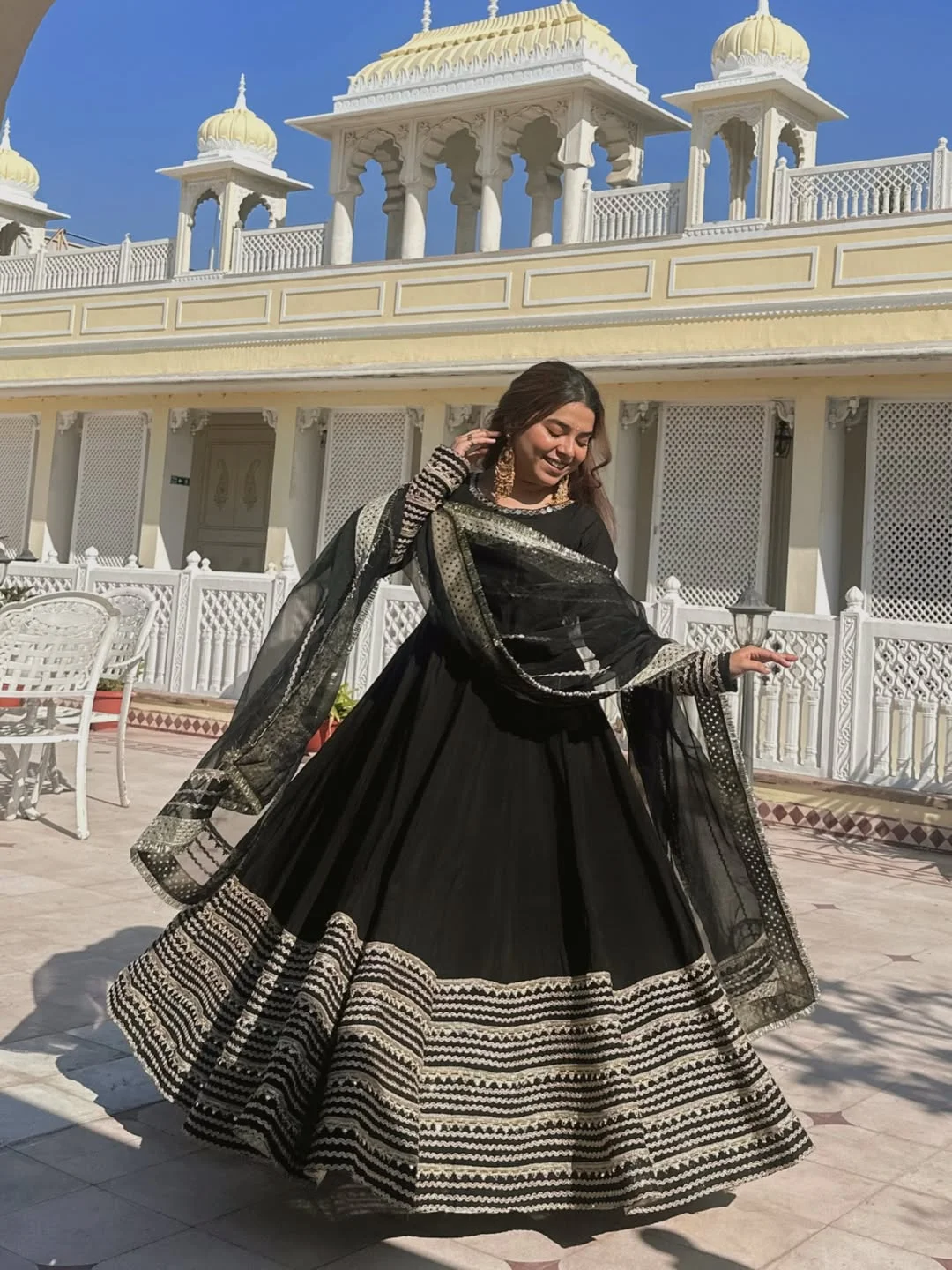 Black Embroidered Work Anarkali Suit Set for Women — photo 5 of 10